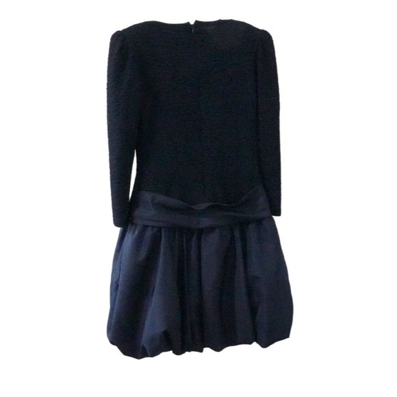 Vintage Rimini Bubble Dress Size 10 Ruched Shirred Top Rhinestone Bow Prom Homec - Picture 7 of 8